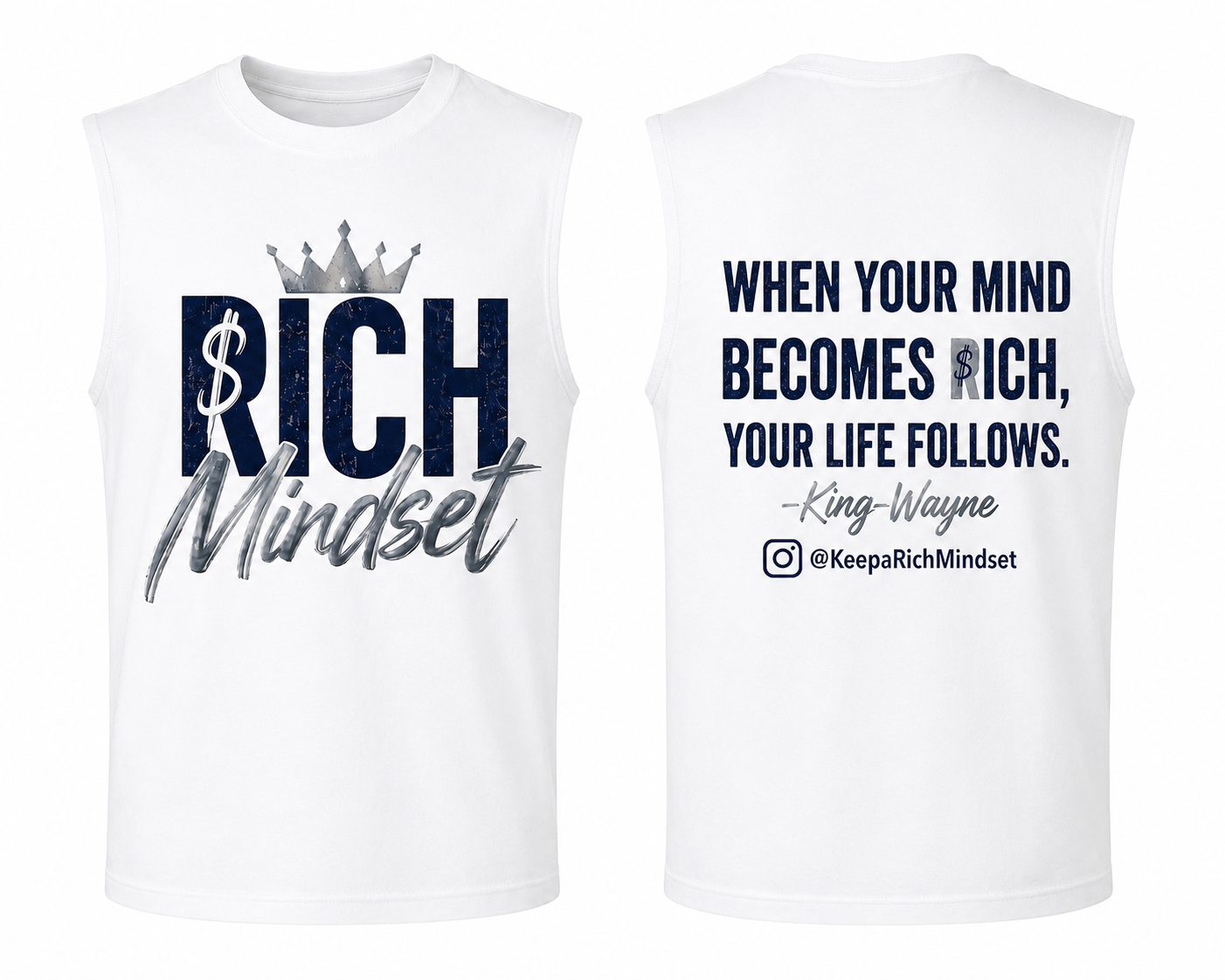 Men’s Cutoff Sleeve Blue Rich Mind$et Signature Motivation Tee