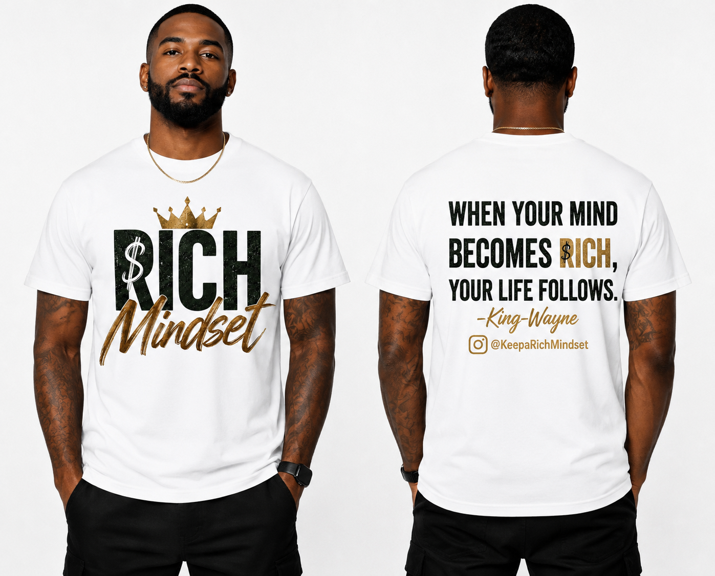 Forest green/gold Rich Mind$et Signature Motivation Tee