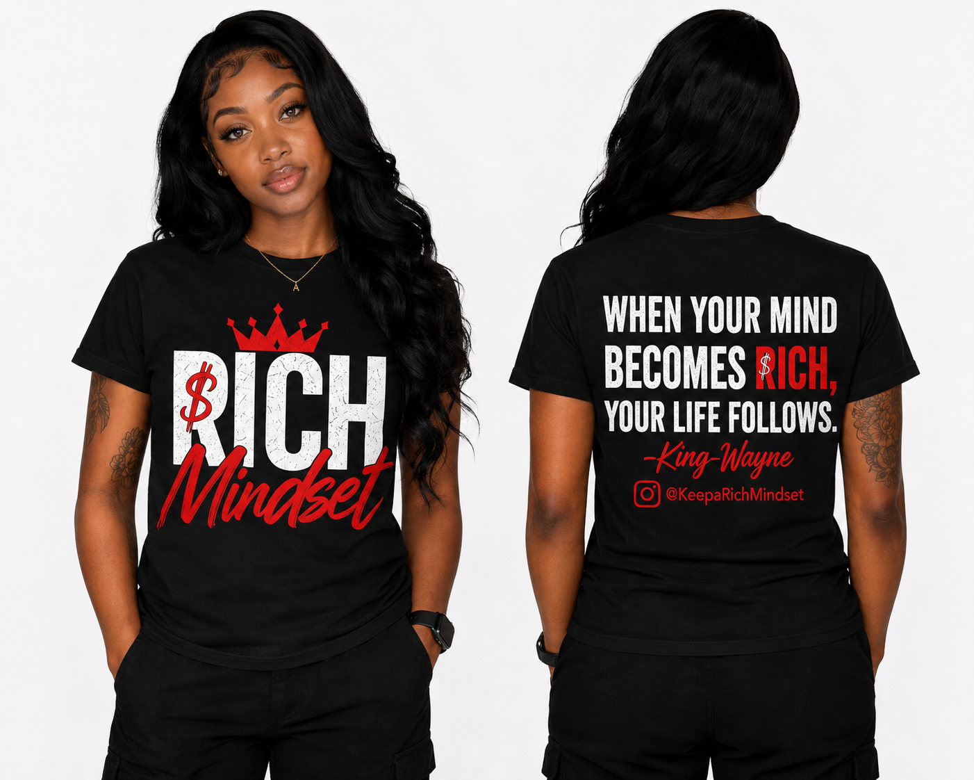 Red/White Rich Mind$et Signature Motivation Tee
