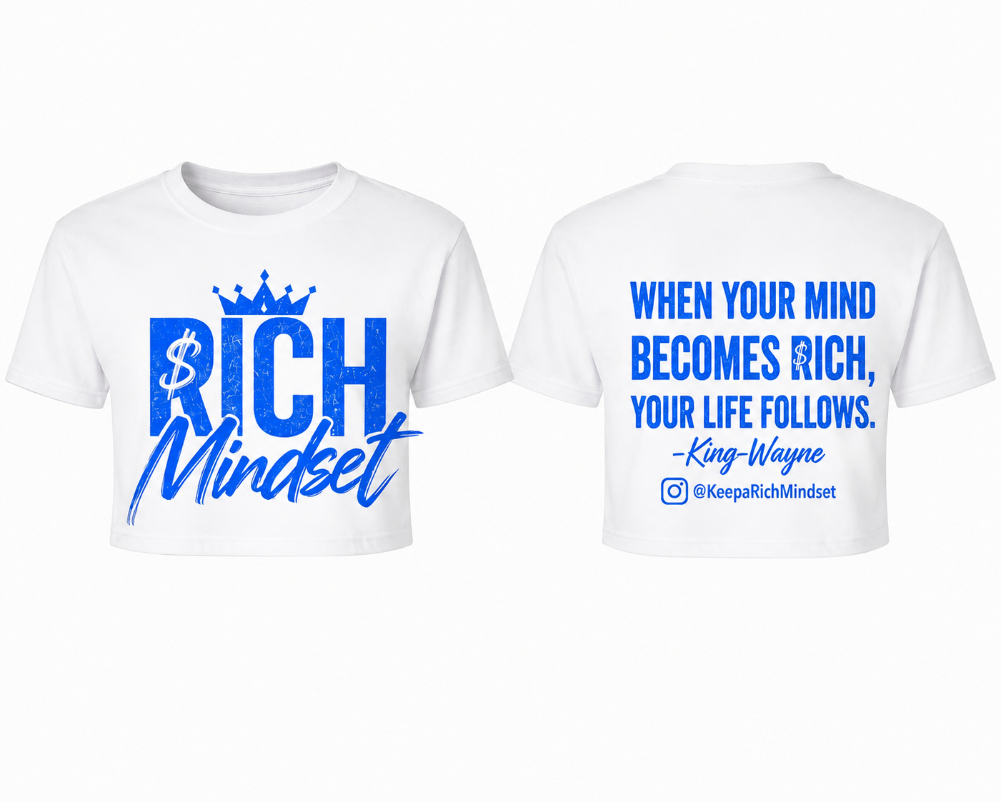 Women’s Crop Top Blue Rich Mind$et Signature Motivation Tee