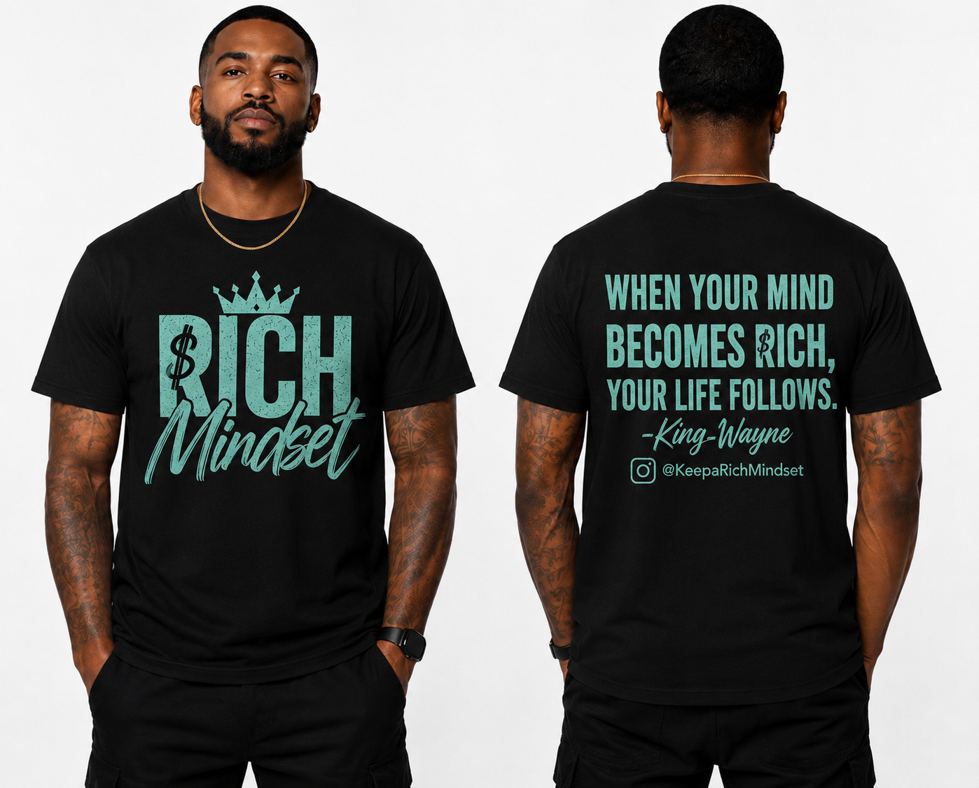 Turquoise Rich Mind$et Signature Motivation Tee
