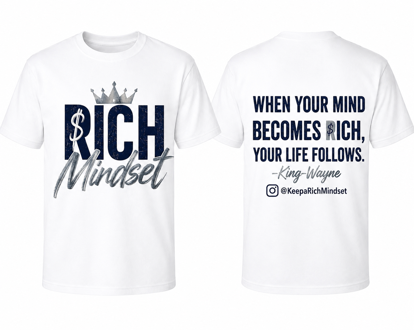 Navy Blue/Silver Rich Mind$et Signature Motivation Tee