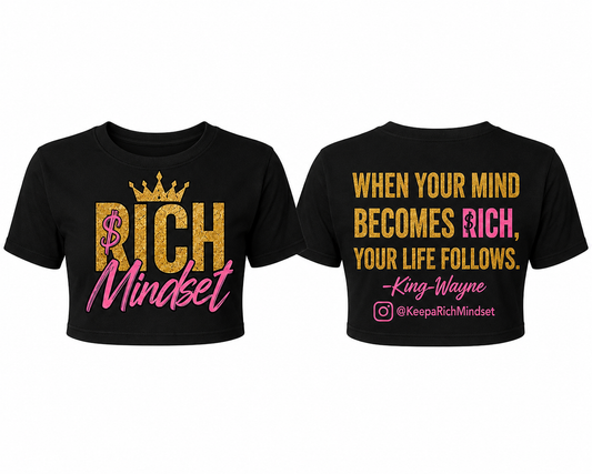 Women’s Crop Top Pink/Gold Rich Mind$et Signature Motivation Tee