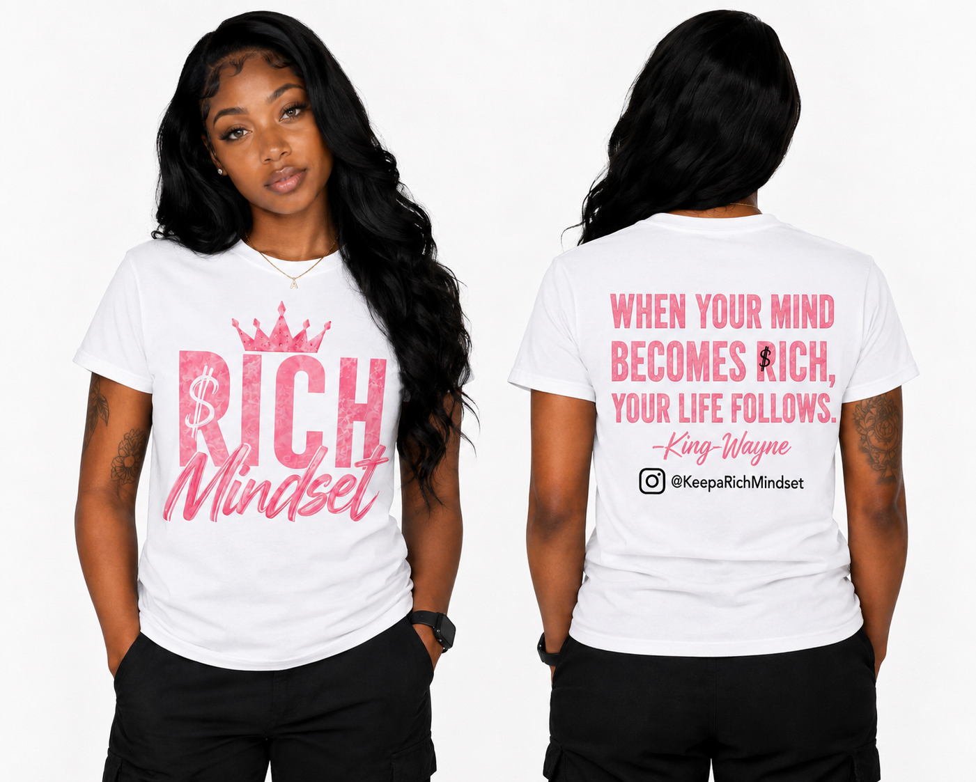 Pink Rich Mind$et Signature Motivation Tee