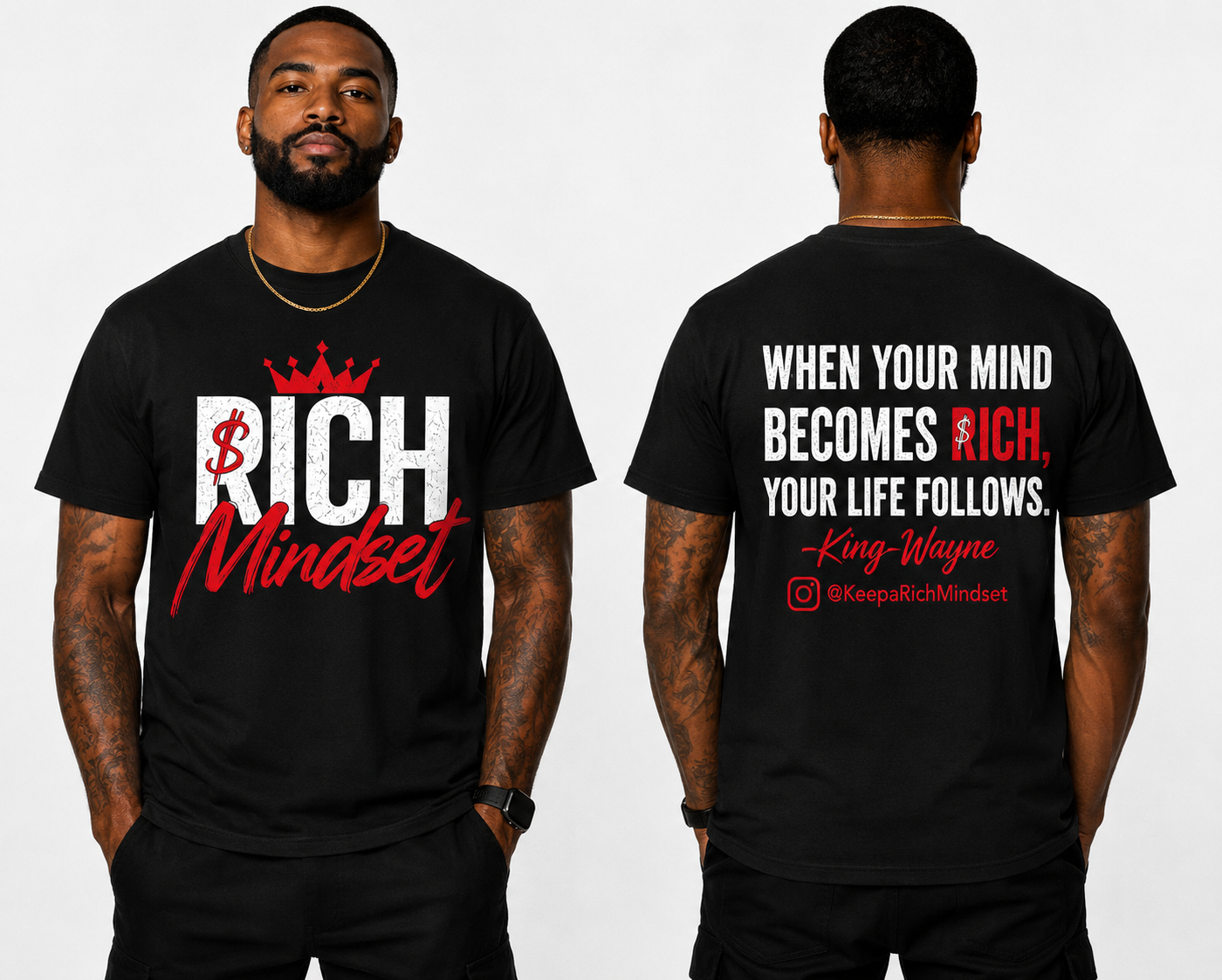 Red/White Rich Mind$et Signature Motivation Tee