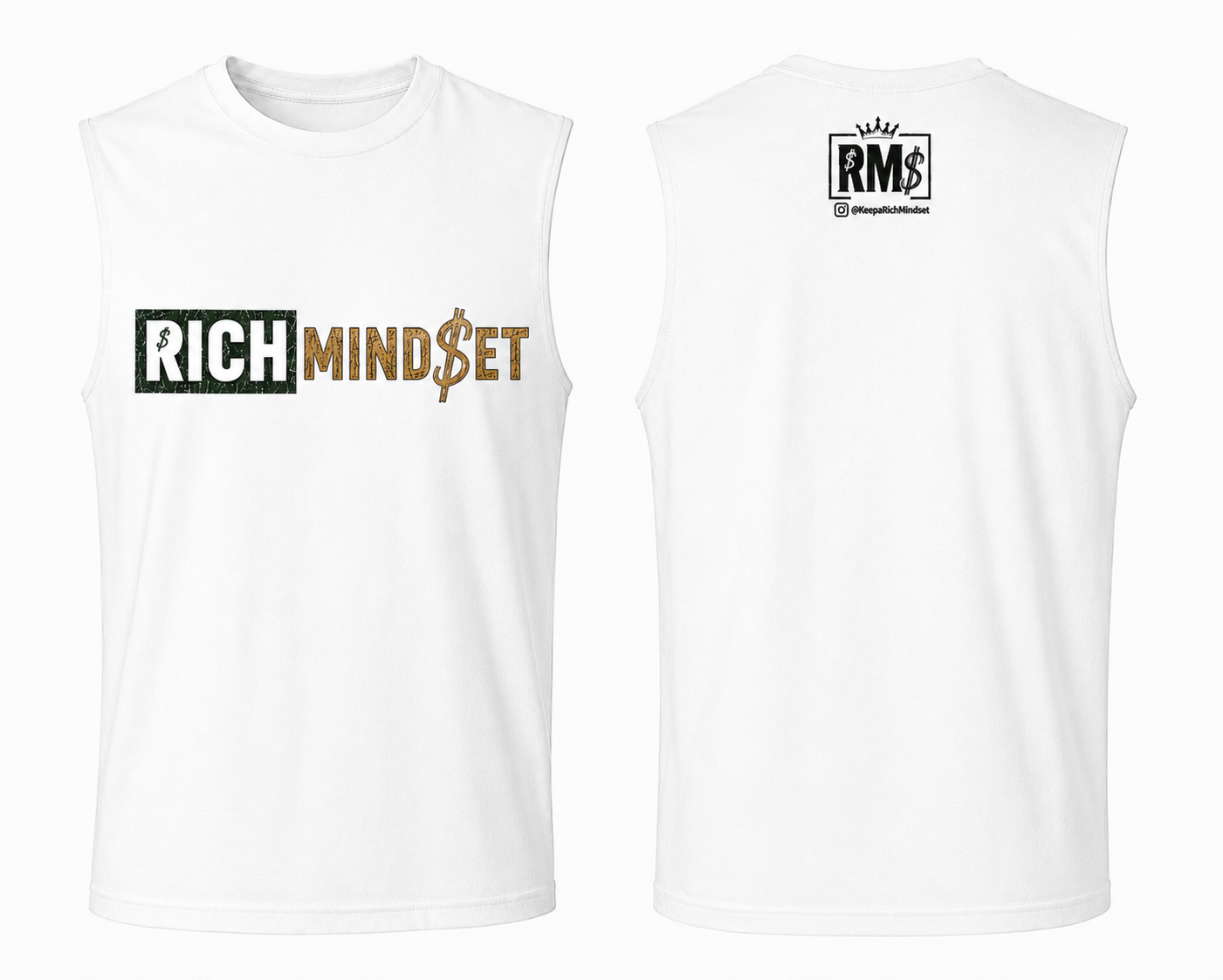 Men’s Green/Gold Cutoff Sleeve Rich Mind$et Original Tee
