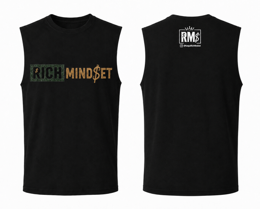 Men’s Green/Gold Cutoff Sleeve Rich Mind$et Original Tee