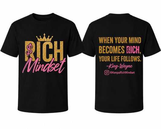 Gold/Pink Rich Mind$et Signature Motivation Tee