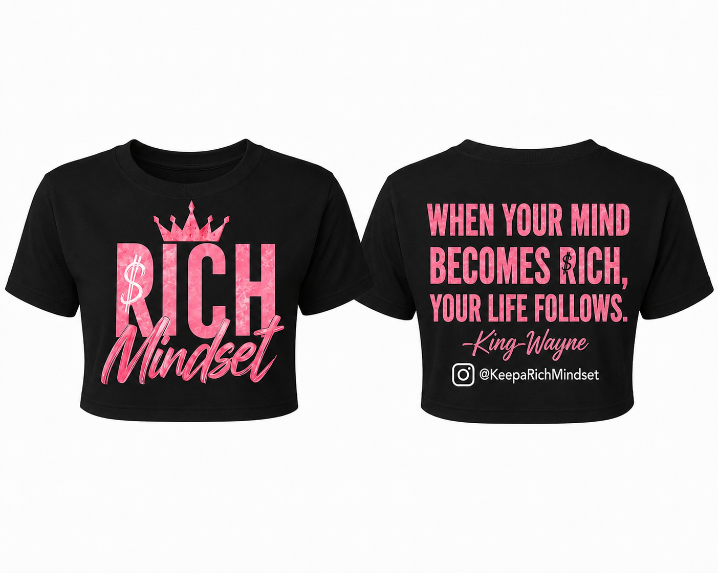 Women’s Crop Top Pink Rich Mind$et Signature Motivation Tee