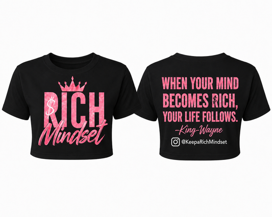 Women’s Crop Top Pink Rich Mind$et Signature Motivation Tee