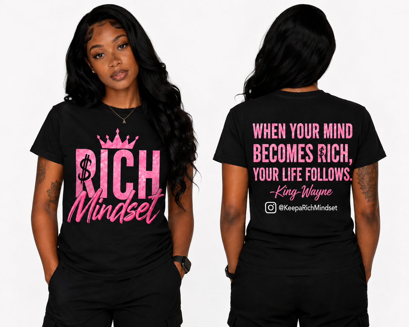 Pink Rich Mind$et Signature Motivation Tee
