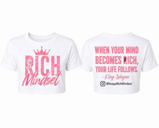 Women’s Crop Top Pink Rich Mind$et Signature Motivation Tee