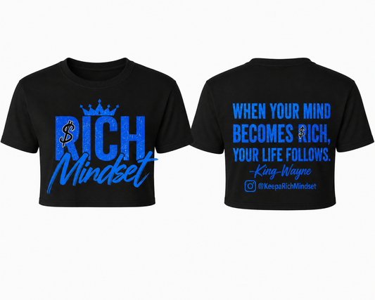 Women’s Crop Top Blue Rich Mind$et Signature Motivation Tee