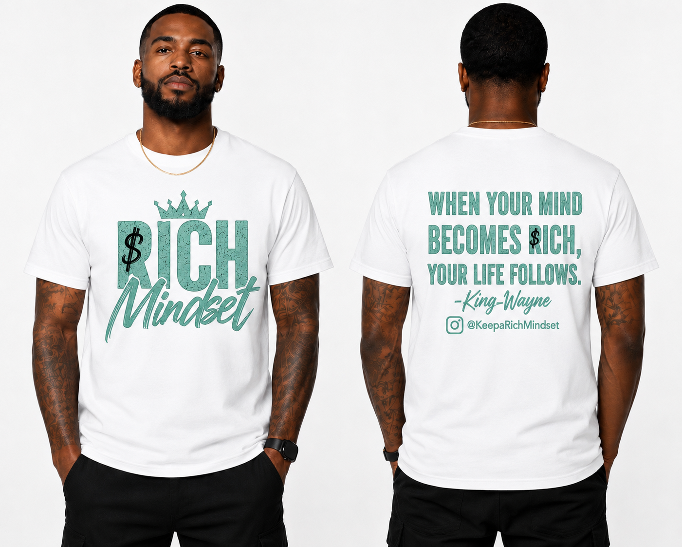 Turquoise Rich Mind$et Signature Motivation Tee