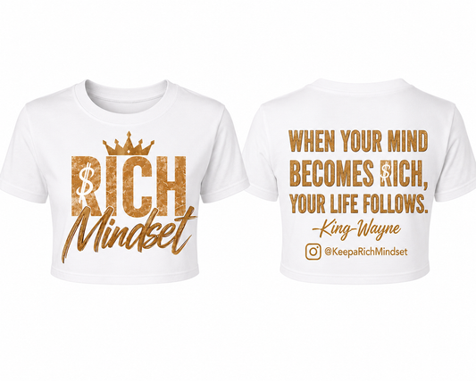 Women’s Crop Top Tan Rich Mind$et Signature Motivation Tee