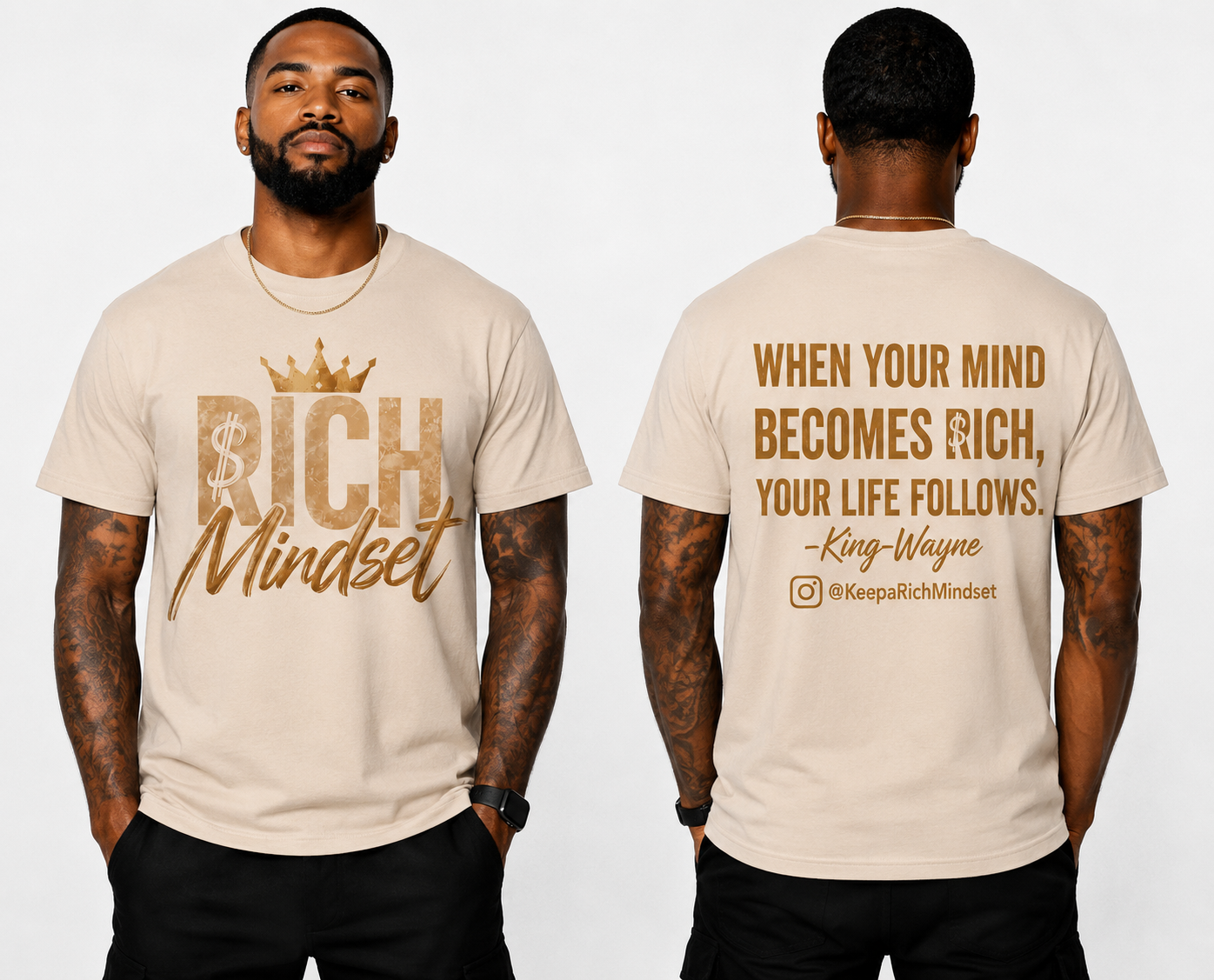 Gold/Tan Rich Mind$et Signature Motivation Tee