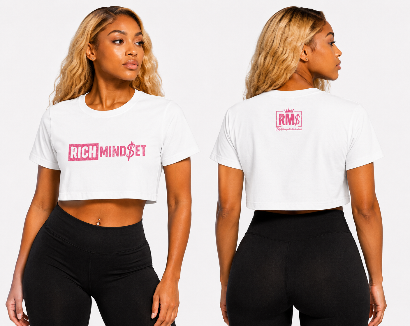 Pink Rich Mind$et Original Crop Top