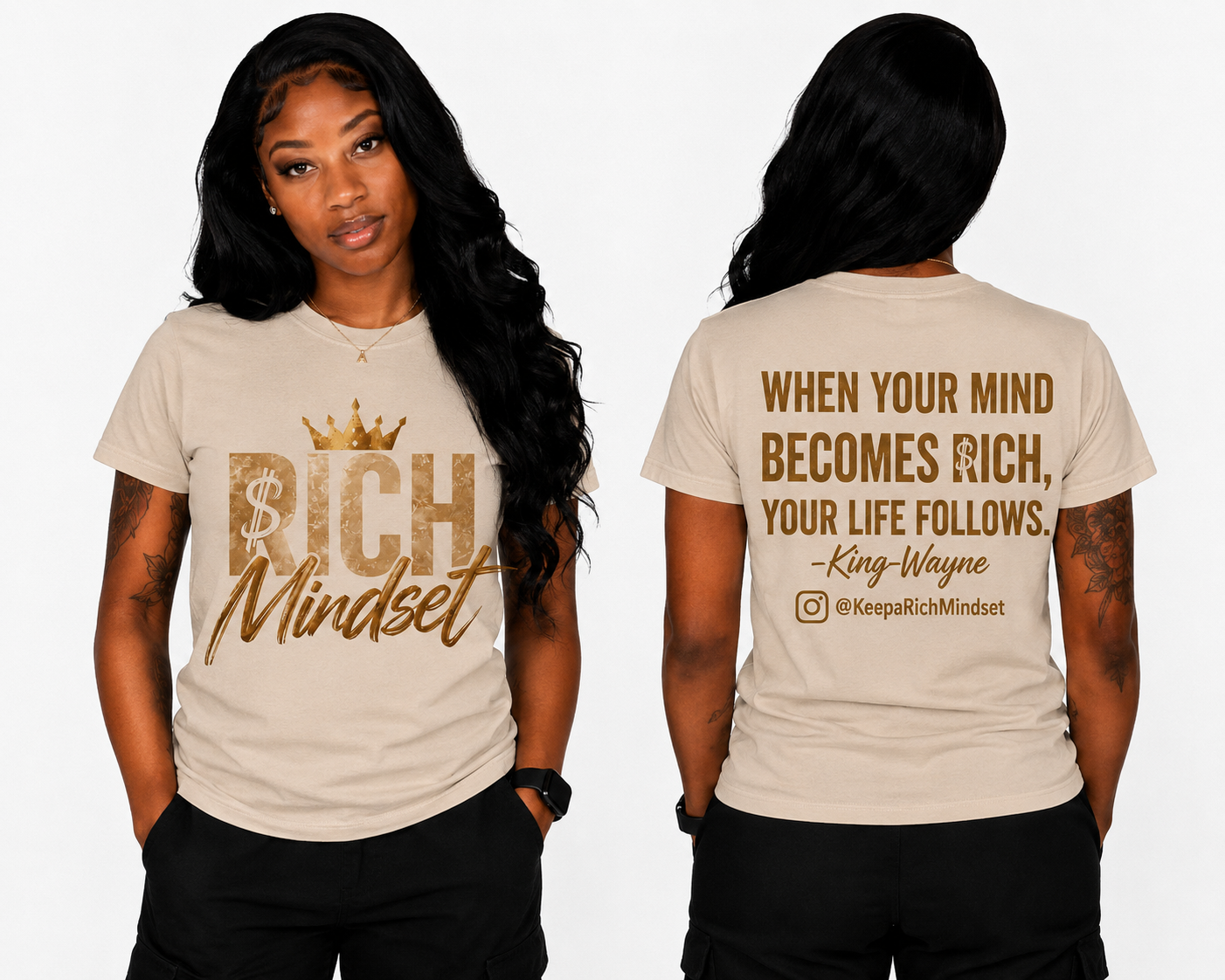 Gold/Tan Rich Mind$et Signature Motivation Tee