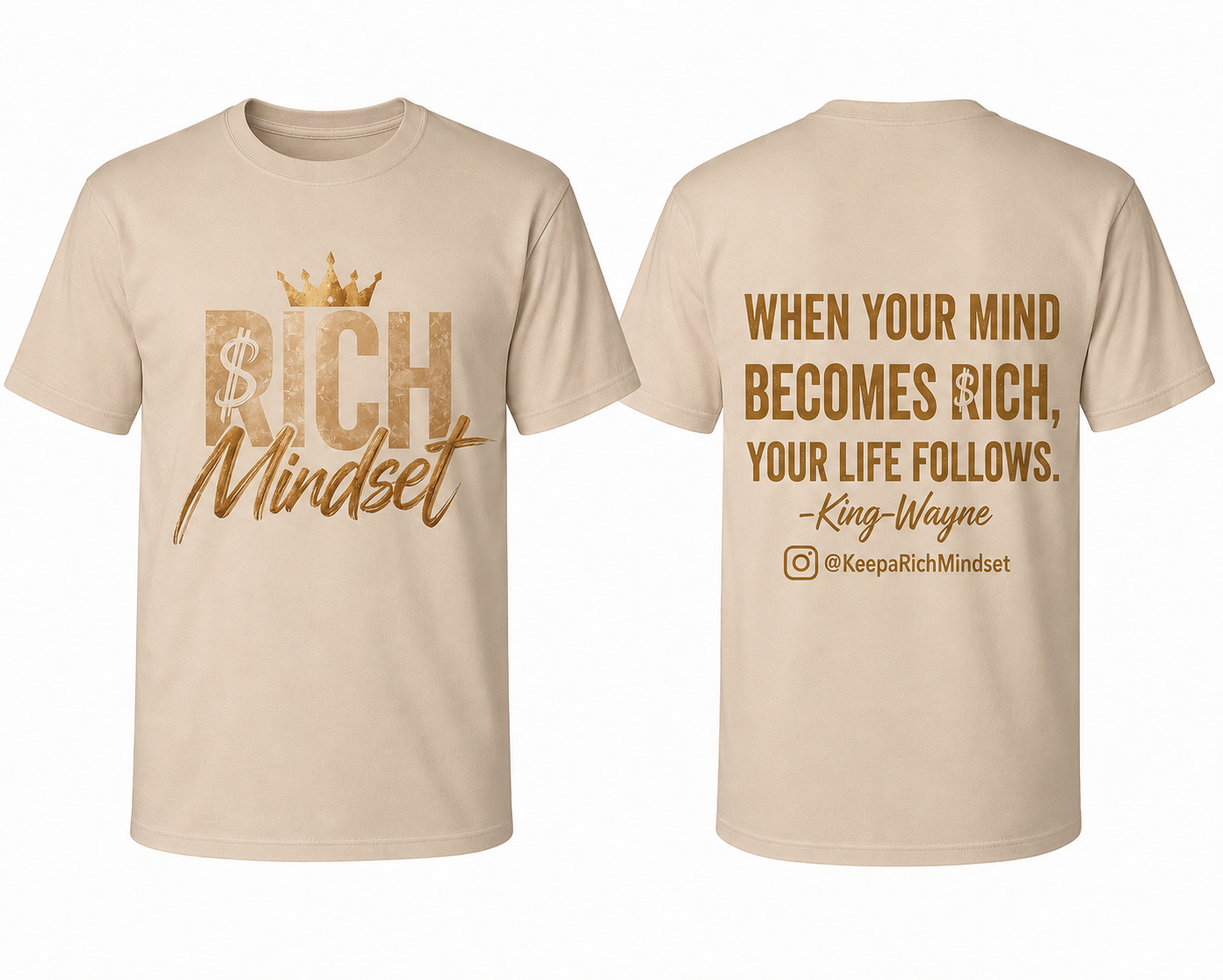 Gold/Tan Rich Mind$et Signature Motivation Tee
