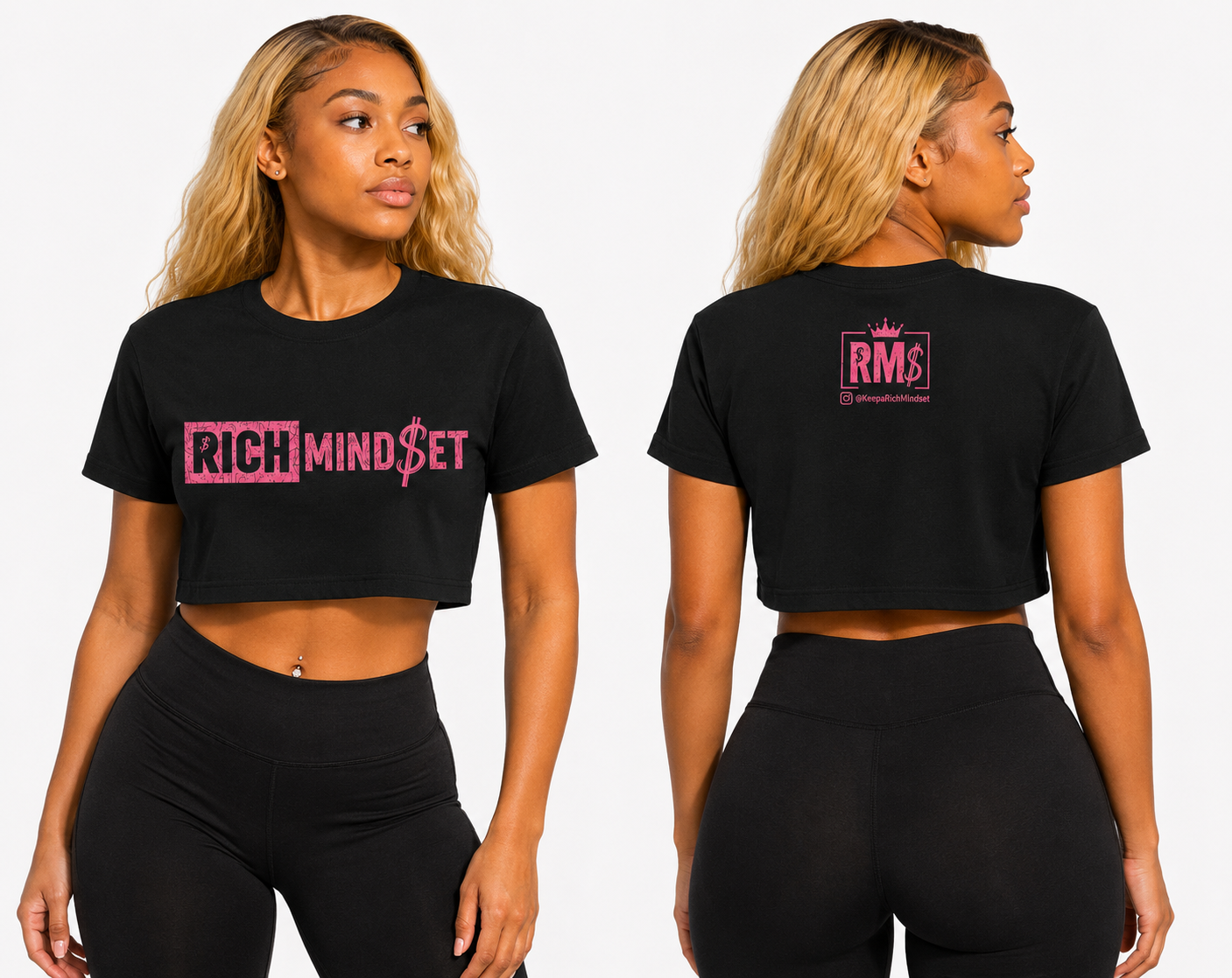 Pink Rich Mind$et Original Crop Top