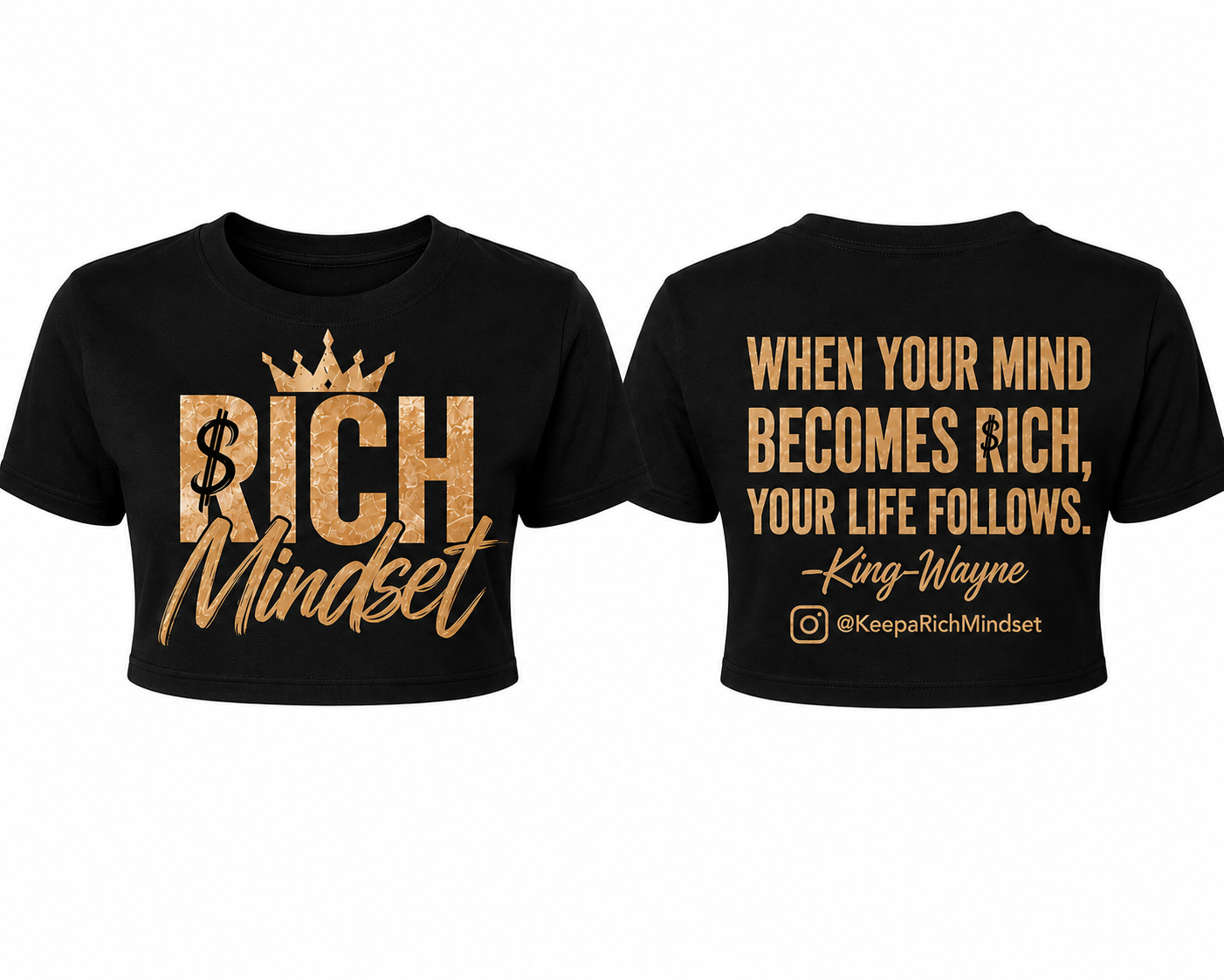 Women’s Crop Top Tan Rich Mind$et Signature Motivation Tee