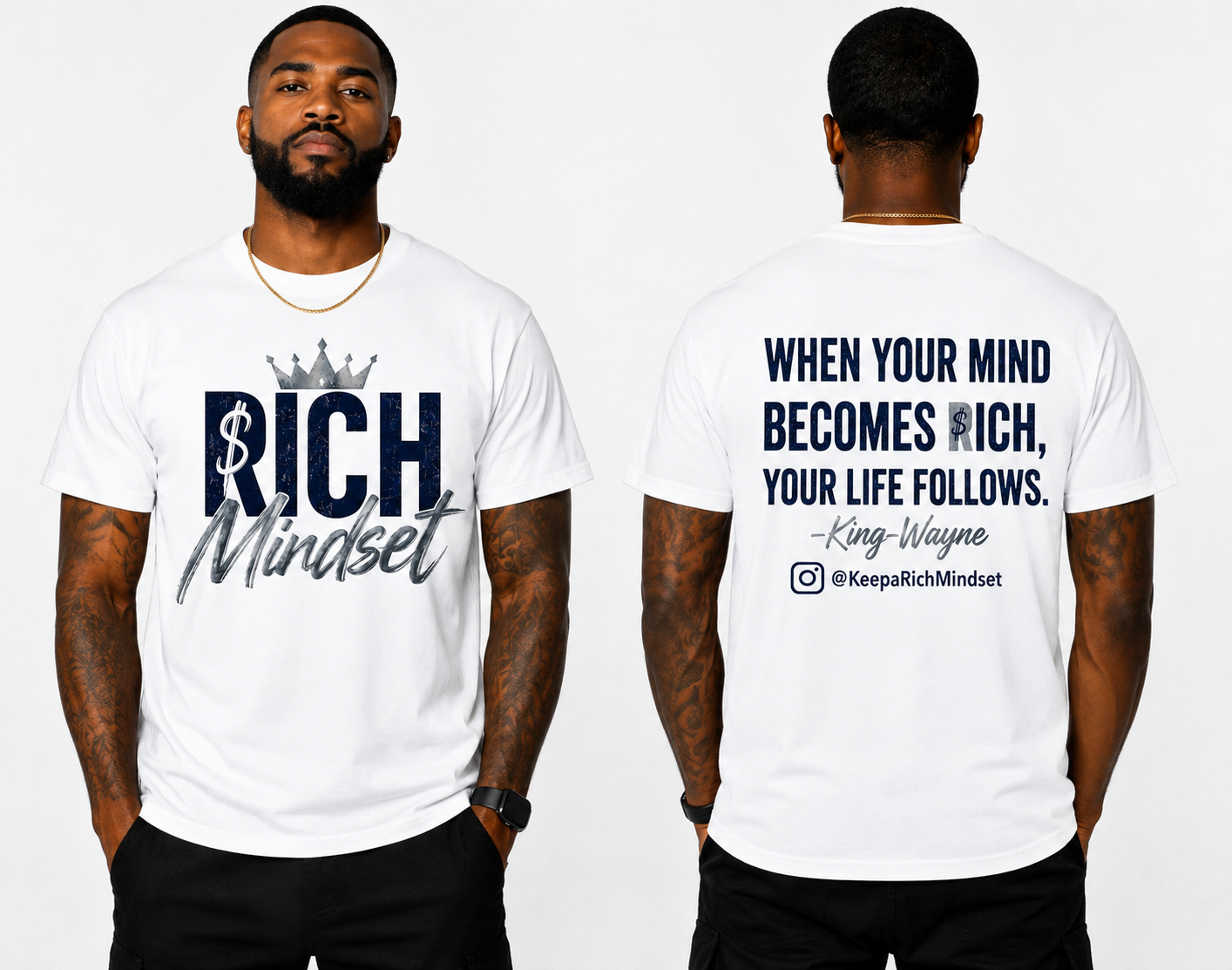 Navy Blue/Silver Rich Mind$et Signature Motivation Tee