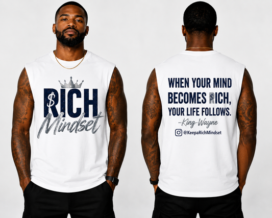 Men’s Cutoff Sleeve Blue Rich Mind$et Signature Motivation Tee